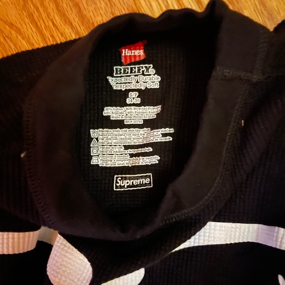 Supreme Hanes Beefy Thermal black Skeleton fit S/P 34-36 top size S/P 30-32 new - Picture 7 of 7